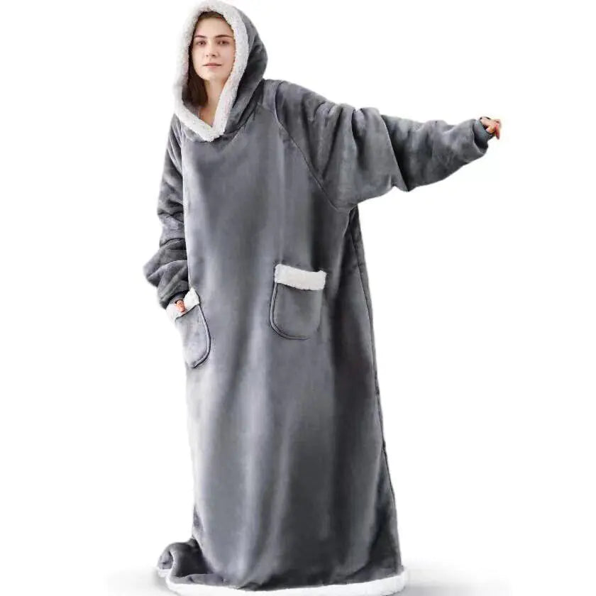 Couple Models Winter Hooded Pajamas and Blanket Set Mimarta