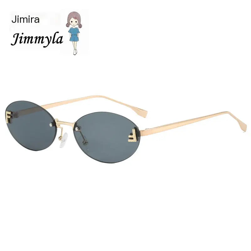 Trendy Women's Oval Metal Sunglasses by F Brand Mimarta
