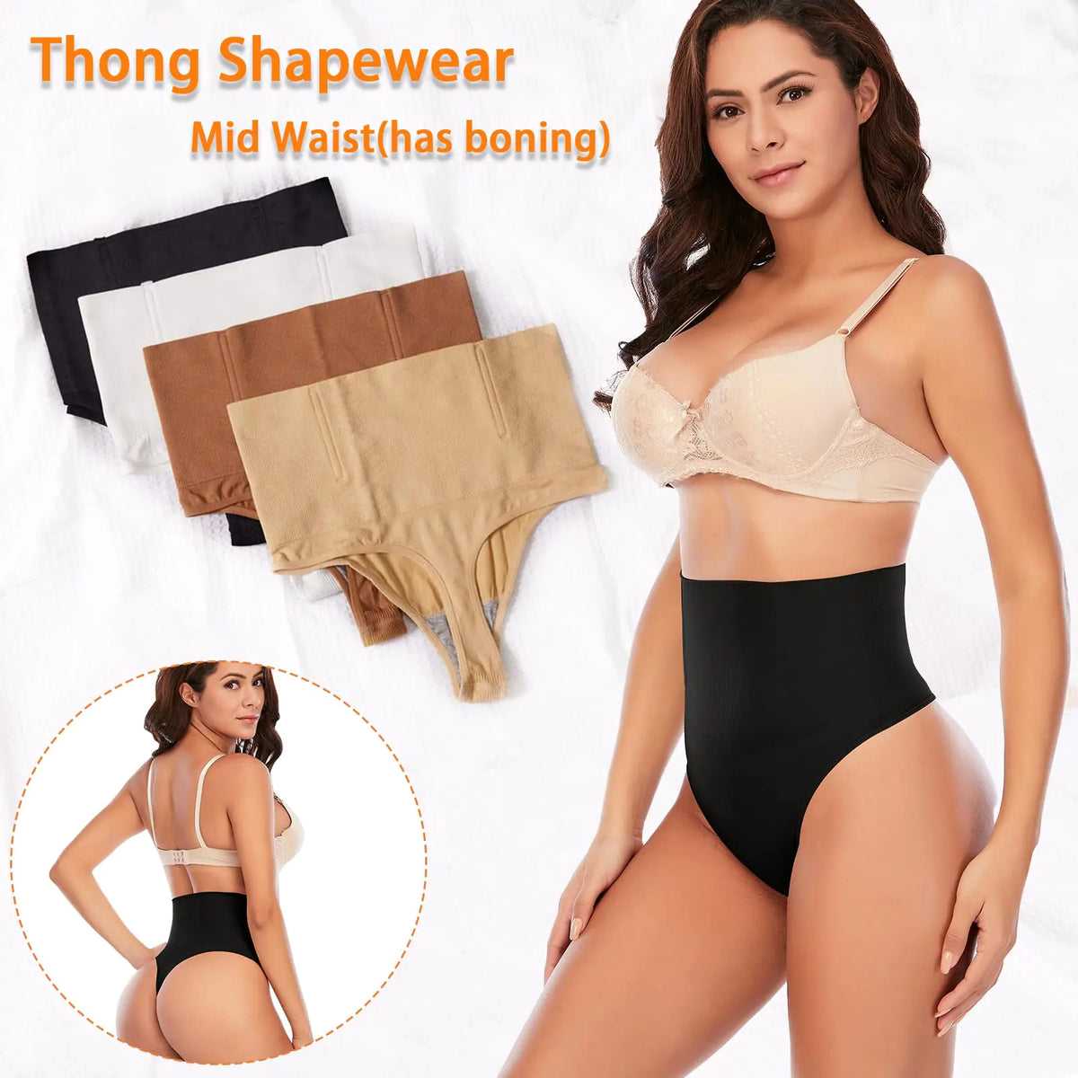 Werena Tummy Control Thong Shapewear for Women Seamless Shaping Thong Panties Body Shaper Underwear 01# Black 2 Pic Set 3X-Large Rieworkes