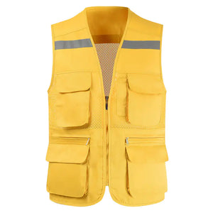 Men's Reflective Safety Vest with Multi-Pocket Mesh Design Mimarta