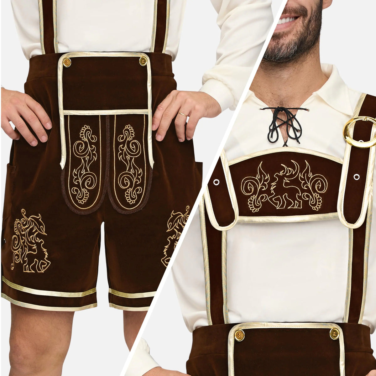 Spooktacular Creations Men’s German Bavarian Oktoberfest Costume Set, Beer Costume Hat for Adults Halloween and Beer Festival Dark Brown X-Large Rieworkes