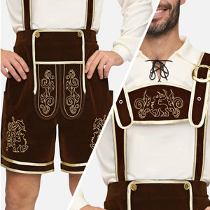 Spooktacular Creations Men’s German Bavarian Oktoberfest Costume Set, Beer Costume Hat for Adults Halloween and Beer Festival Dark Brown X-Large Rieworkes