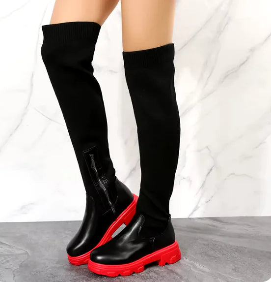 Cozy Knitted Platform Boots Rieworkes