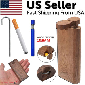 Wooden Dugout Pipe Self Cleaning Metal Bat Poker Smoking Pipe One Hitter Kit US Rieworkes