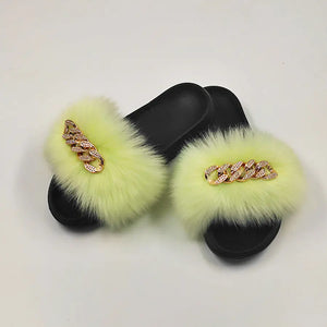 Plush Imitation Fox Fur Flip Flops Fashion Slippers Rieworkes