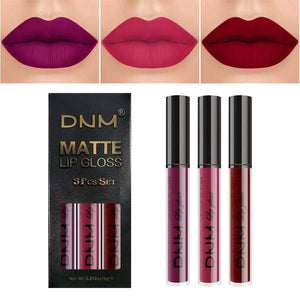 DNM Non-Stick Lip Gloss 3-Piece Set - Matte Metallic Mimarta