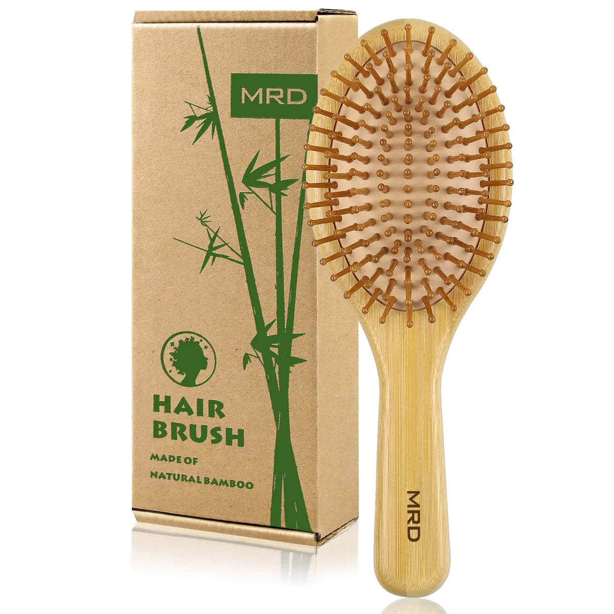 MRD Hair brush, Natural Bamboo Paddle Detangling Hairbrush, Massage Scalp Thick/Thin/Curly/Dry Hair For Women & Men Yellow Rieworkes