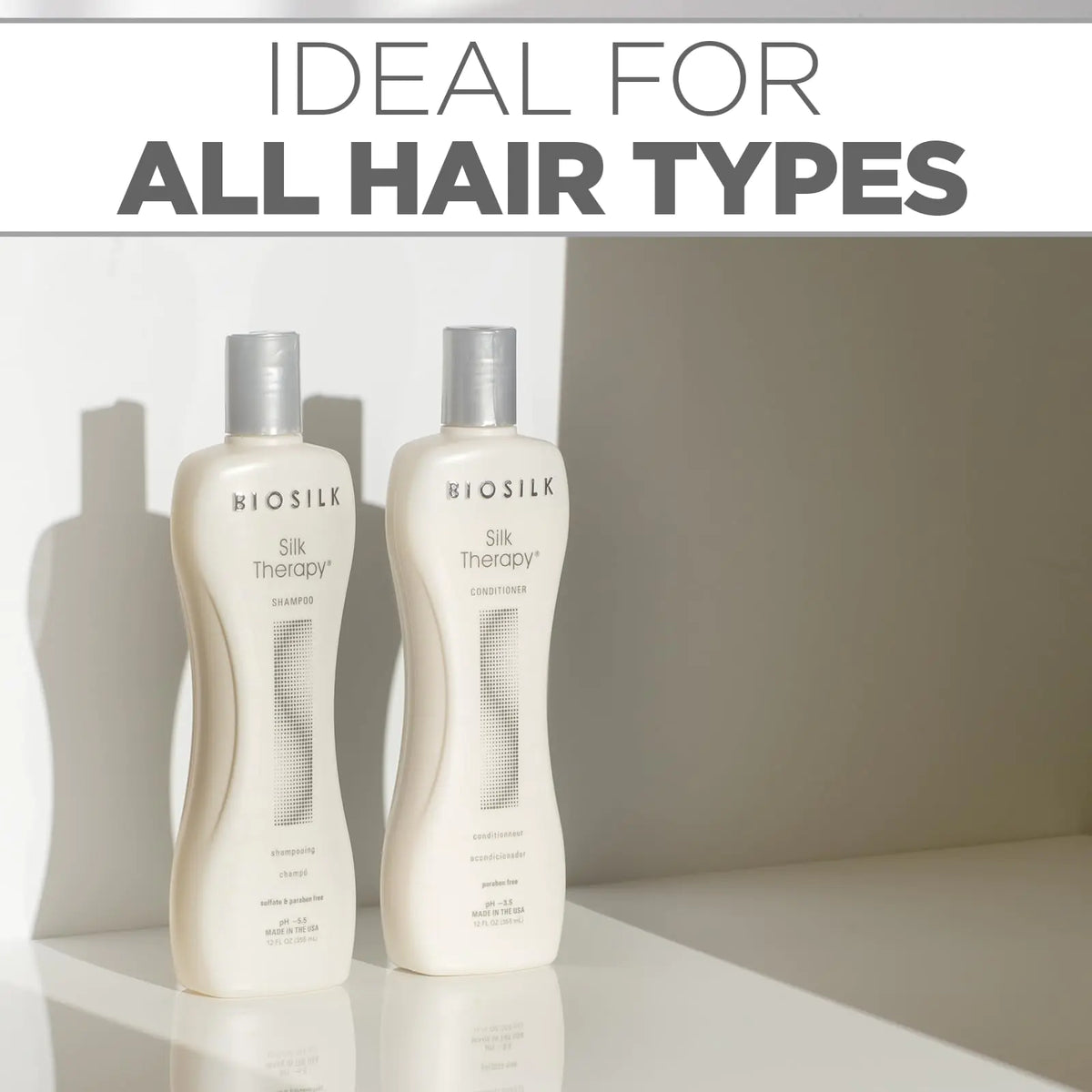 BioSilk Silk Therapy Duo Set Shampoo & Conditioner, Gentle Cleansing Haircare For Amazing Shine, Sulfate, Paraben, & Cruelty-Free, 12 Oz (Pack of 2) Rieworkes