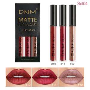 DNM Non-Stick Lip Gloss 3-Piece Set - Matte Metallic Mimarta