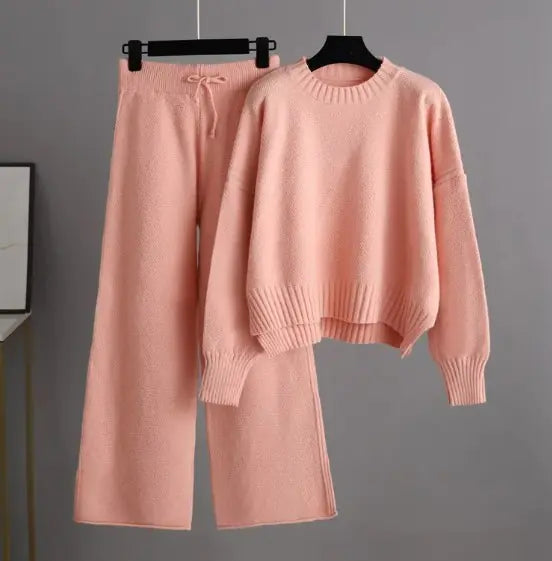 Knitted Wide Leg Pants Set Rieworkes