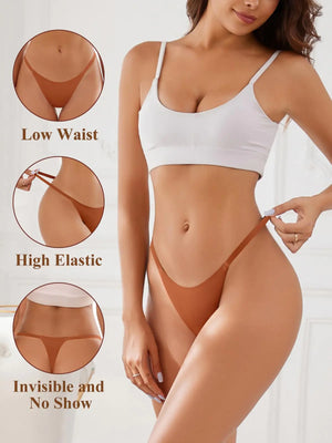 Seamless G-string Thongs for Women - No Show Thong Underwear Stretch Breathable Low Rise Panties 8 Pack Medium A-8 Pack 8 Colors Rieworkes