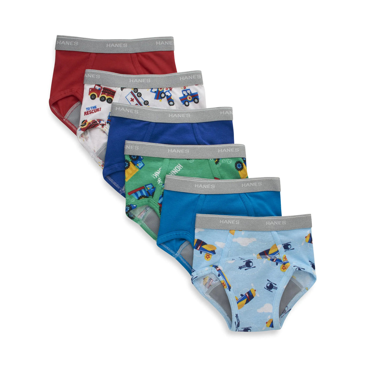 Hanes boys Potty Trainer Underwear 6-Pack 4T Briefs - Blue/Print Assorted - 6 Pack Rieworkes