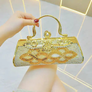 Handmade rhinestone Dinner bag Cocktail Dress Bag Hand-held skew party Rieworkes