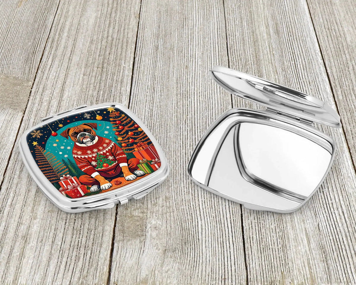 Boxer Christmas Compact Mirror Rieworkes