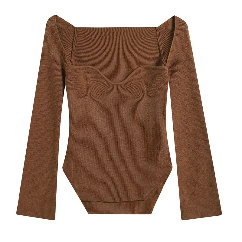 Ribbed Sweetheart Long Sleeve Top Rieworkes