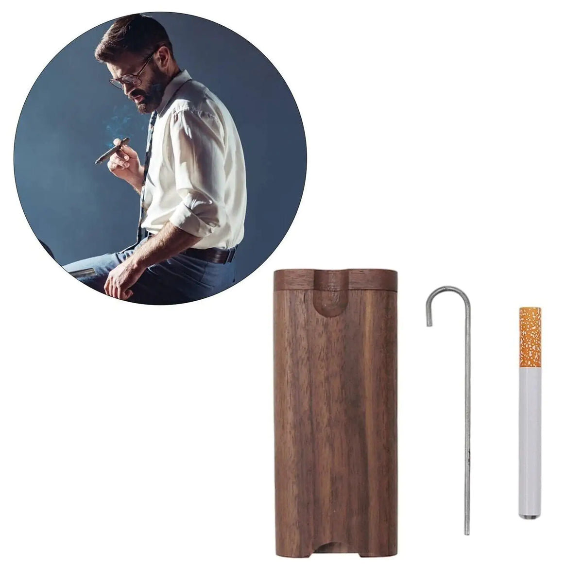 Wooden Dugout Pipe Self Cleaning Metal Bat Poker Smoking Pipe One Hitter Kit US Rieworkes