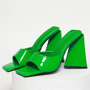 Slides Mules Summer Silk Thick Block Heels Rieworkes