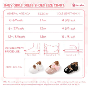 Meckior Infant Baby Girls Soft Sole Bowknot Princess Wedding Dress Mary Jane Flats Prewalker Newborn Light Baby Sneaker Shoes 6-12 Months Infant B05/Black Rieworkes
