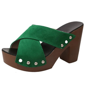 Square High Heel Platform Women's Summer Sandals: Elegant Rivet Pumps Rieworkes