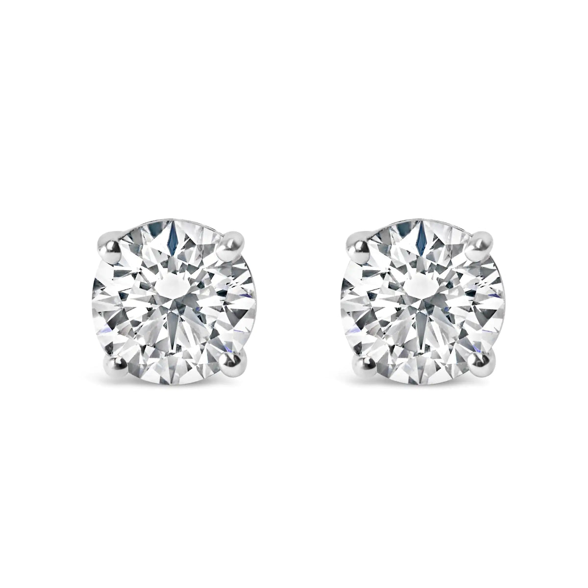 IGI Certified 14K White Gold 1 1/2 Cttw Round Diamond Solitaire Stud Earrings with Screwbacks (F-G Color, I1-I2 Clarity) Rieworkes