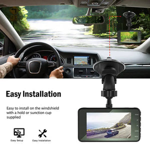 Touch Screen Dash Cam 4" 1080P Dual Lens Car DVR Recorder Front And Rear Camera Rieworkes