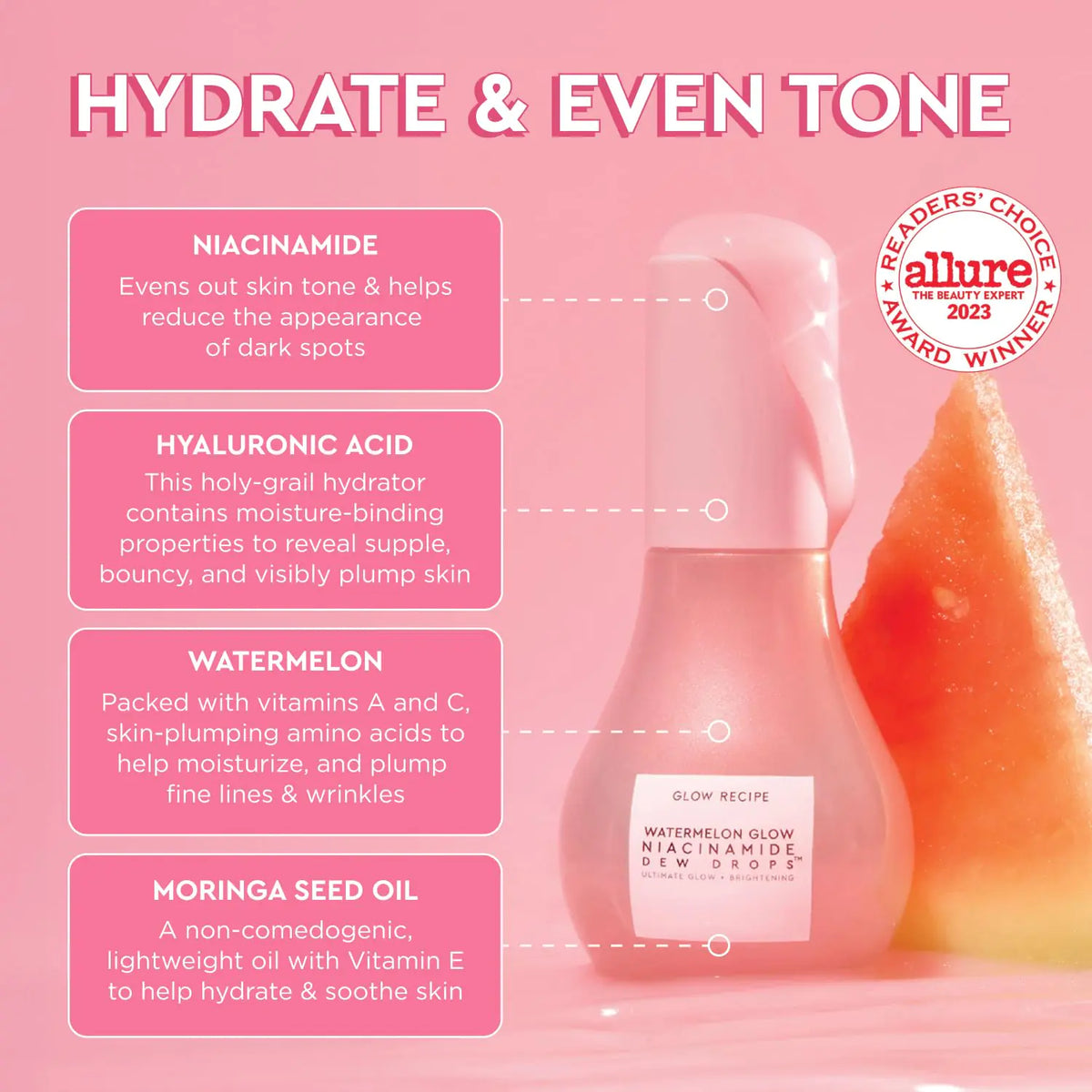 Glow Recipe Watermelon Glow Niacinamide Dew Drops Face Serum - Hydrating Hyaluronic Acid Skincare Serum, Makeup Primer & Liquid Highlighter for Dewy, Glowing Skin - Brightening Face Serums (40ml) 1.35 Fl Oz (Pack of 1) Gray Rieworkes