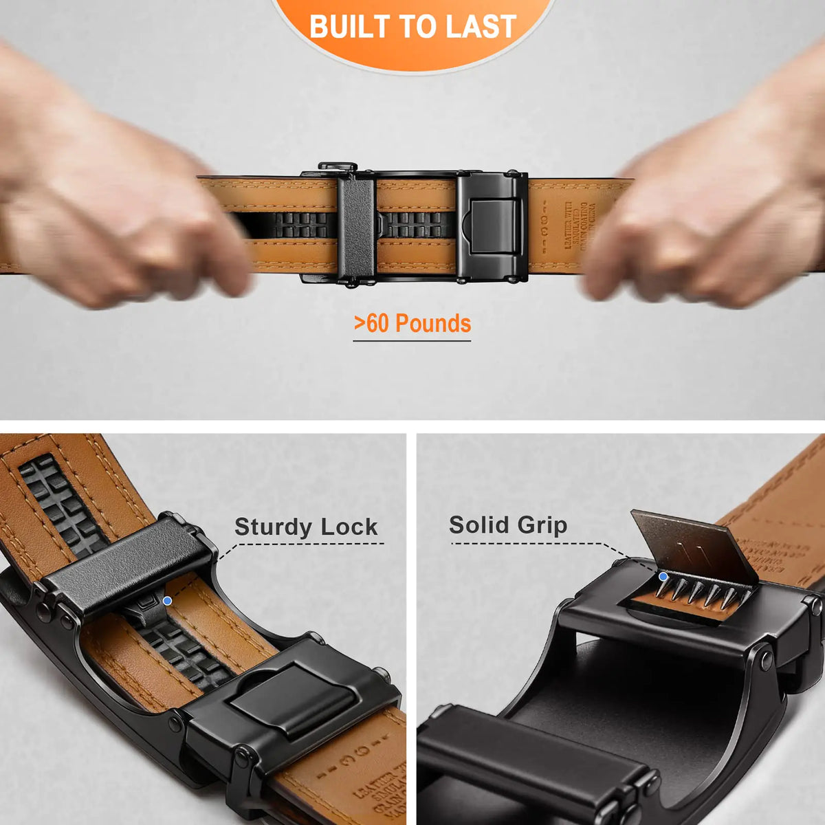 BULLIANT Men's Belt,Slide Ratchet Belt For Gift Men Dress Pant Shirt Oxfords,Trim To Fit Black847 44"-52"Waist Adjustable Rieworkes