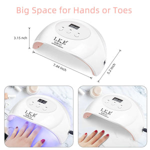 LKE UV LED Nail Lamp, Nail Dryer 72W Gel Nail Polish Curing Lamp UV Nail Lamp LED Nail Lamp for Gel Nail Polish Kit Nail Light Nail Art Accessories White (White) Rieworkes