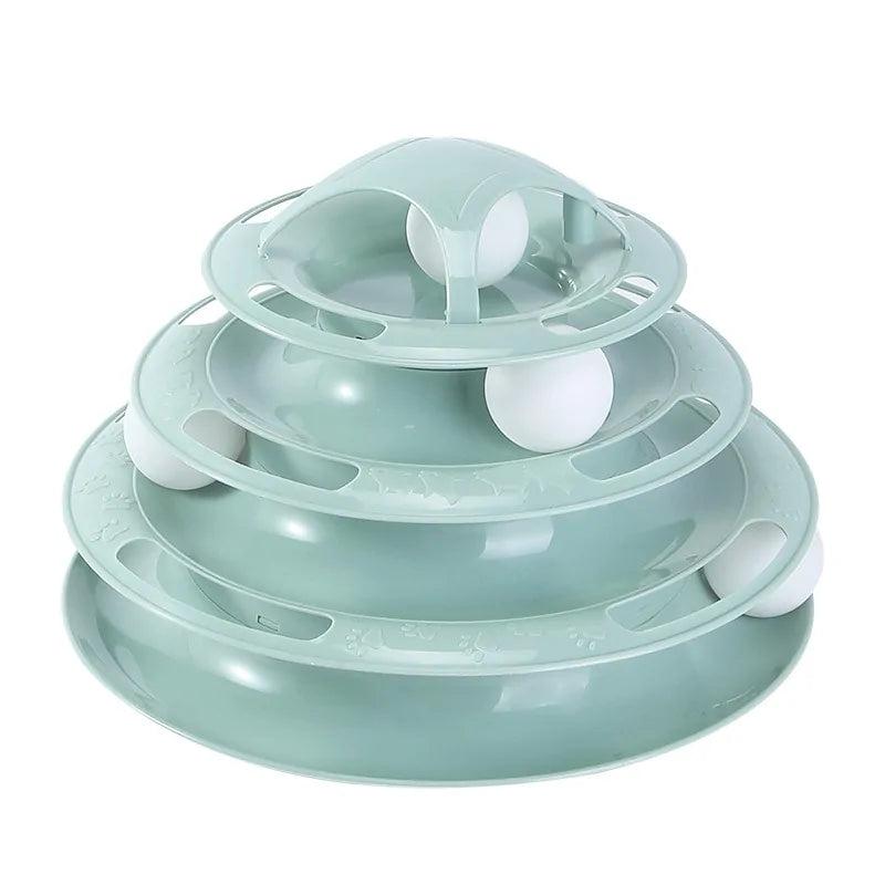 Turntable Balls 4 Layers Play Track Plate Cats Toys Rieworkes