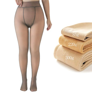 NTSWZYS Fake Translucent Warm Fleece Pantyhose Women Fleece Lined Pantyhose Thermal Winter Tights (300g/ (Thick Fleece) CoffeeUpSize) Mimarta