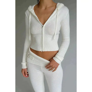 Women Ribbed Knit Two 2 Piece Outfits Casual Trendy Slim Fit Rieworkes