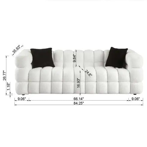 84.3 Length ,35.83 Deepth ,human Body Structure For USA People, Marshmallow Sofa,boucle Sofa ,White Color,3 Seater Rieworkes