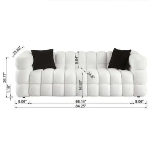 84.3 Length ,35.83 Deepth ,human Body Structure For USA People, Marshmallow Sofa,boucle Sofa ,White Color,3 Seater Rieworkes