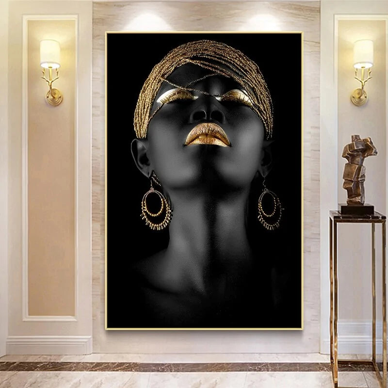 Modern Art Canvas African Black Woman Posters Rieworkes