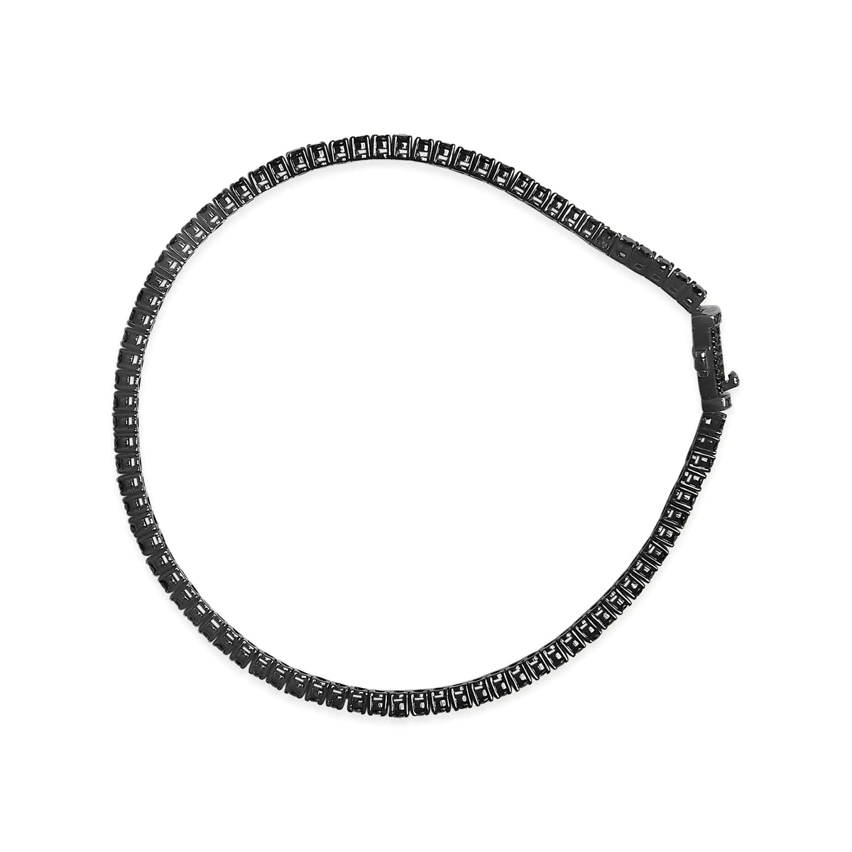 Black Rhodium Plated .925 Sterling Silver 5.00 Cttw Black Diamond Tennis Bracelet  (Black Color, I2-I3 Clarity) - 8.5 Inches Rieworkes