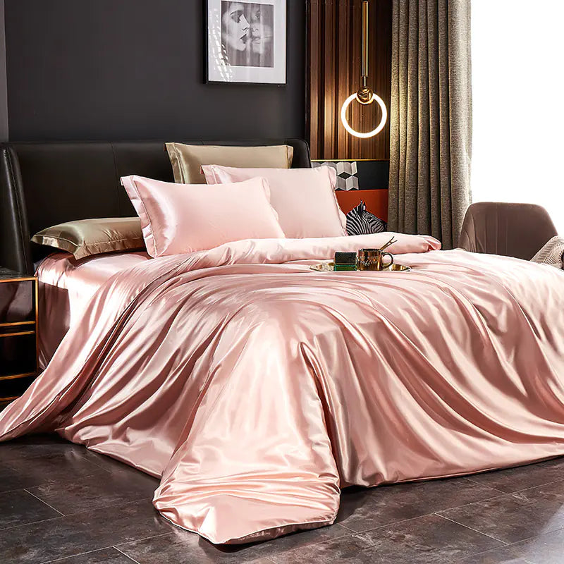Luxury Silk Bedding Set with Solid Color Duvet Cover Mimarta