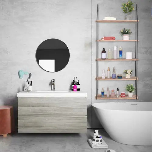 Gardenia Floating Shelf With Metal Brackets, Wall Mounted Rustic Wood Wall Storage, Decorative Hanging Display For Trophy Mimarta