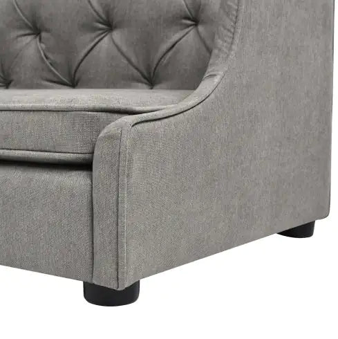 Robin 35 Tufted Wingback Pet Sofa Bed, Medium, Uptown Gray Stain Resistant High Performance Polyester Mimarta