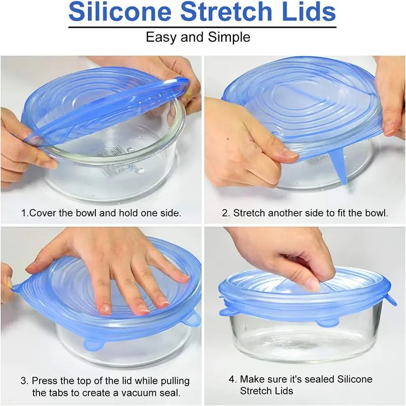 Silicone Stretch Lids Reusable Airtight Food Wrap Covers Rieworkes