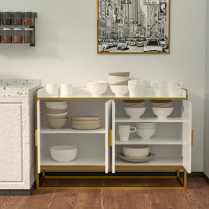 Modern Kitchen Buffet Storage Cabinet Cabinet White Gloss With Metal Legs For Living Room Kitchen Rieworkes