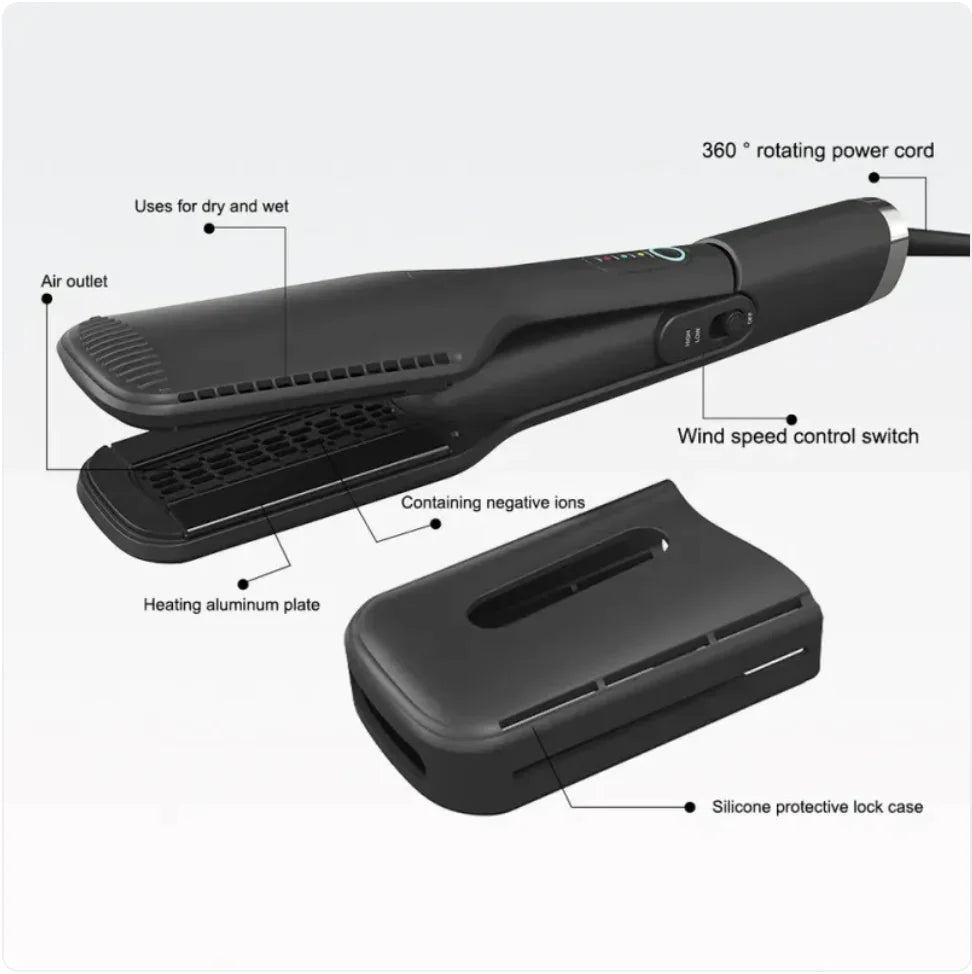Hot Air Hair Straightener Brush for Home and Salon Styling Rieworkes