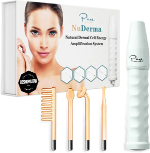 NuDerma Portable Handheld Skin Therapy Wand Machine w/Neon – Anti-Aging - Skin Tightening - Wrinkle Reducing - Dark Circles – Clarifying - Hair & Scalp Stimulator Rieworkes