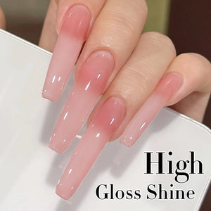 Double Rhythm Translucent Gel Polish Sheer Neutral Natural Light Milky Same Color Same Bottle 15ML Jelly Nail Polish Nail Art DIY at Home (Milky Rose Pink-A1380) Rieworkes