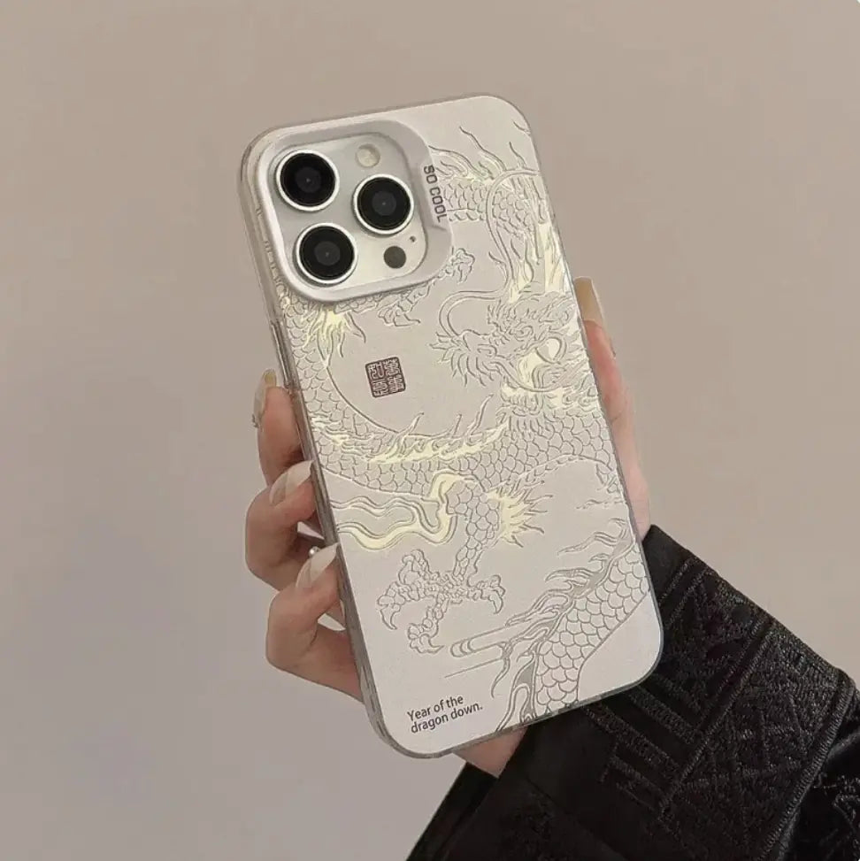 Fashion Cute Black China Dragon Phone Case with Hand Strap Rieworkes