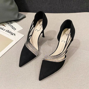 High Heels Black Suede Gold Leather Rieworkes