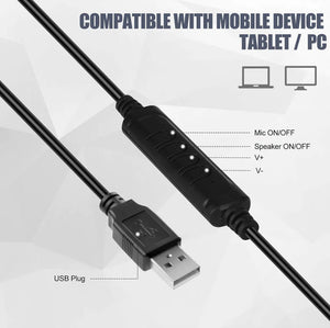 USB Headset Headphone With Microphone Noise Cancelling For PC Computer Call Chat Rieworkes