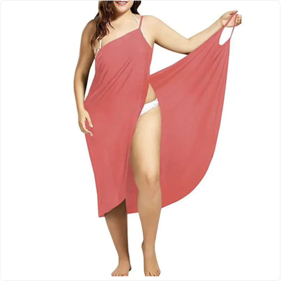 Solid Color Cross-Strap Beach Dress Rieworkes