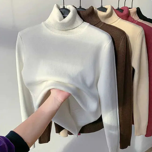Cozy Velvet Art Retro Turtleneck Pullover Sweater Rieworkes