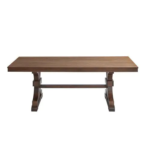78.74 Rectangular Rubber Wood Dining Table For 6-8 With Wooden Trestle Pedestal Base,Mid Century Modern Kitchen Wooden Table Dinner Table For Dining Room, Living Room,OAK Rieworkes