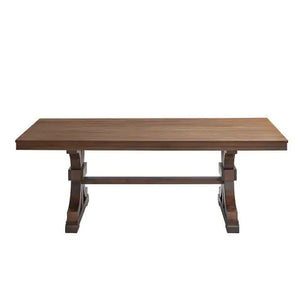 78.74 Rectangular Rubber Wood Dining Table For 6-8 With Wooden Trestle Pedestal Base,Mid Century Modern Kitchen Wooden Table Dinner Table For Dining Room, Living Room,OAK Rieworkes